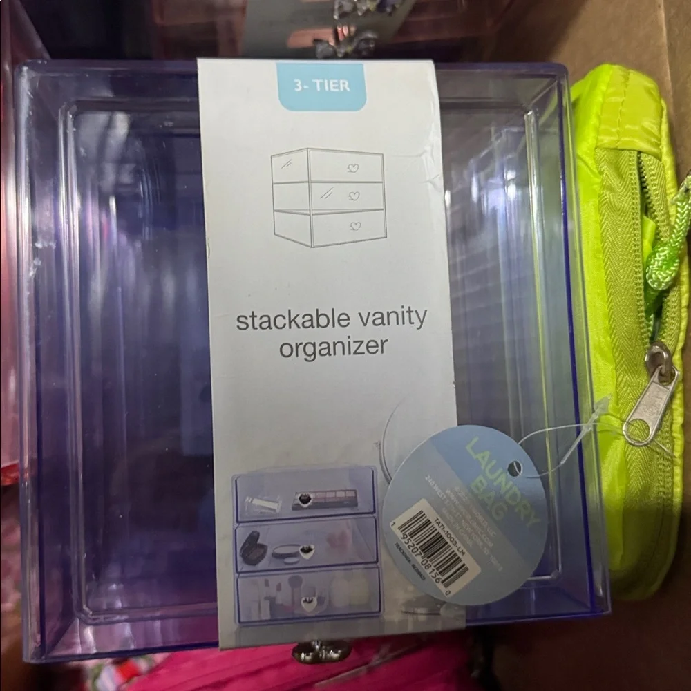 Pink Stackable Vanity Organizer Drawer Unit